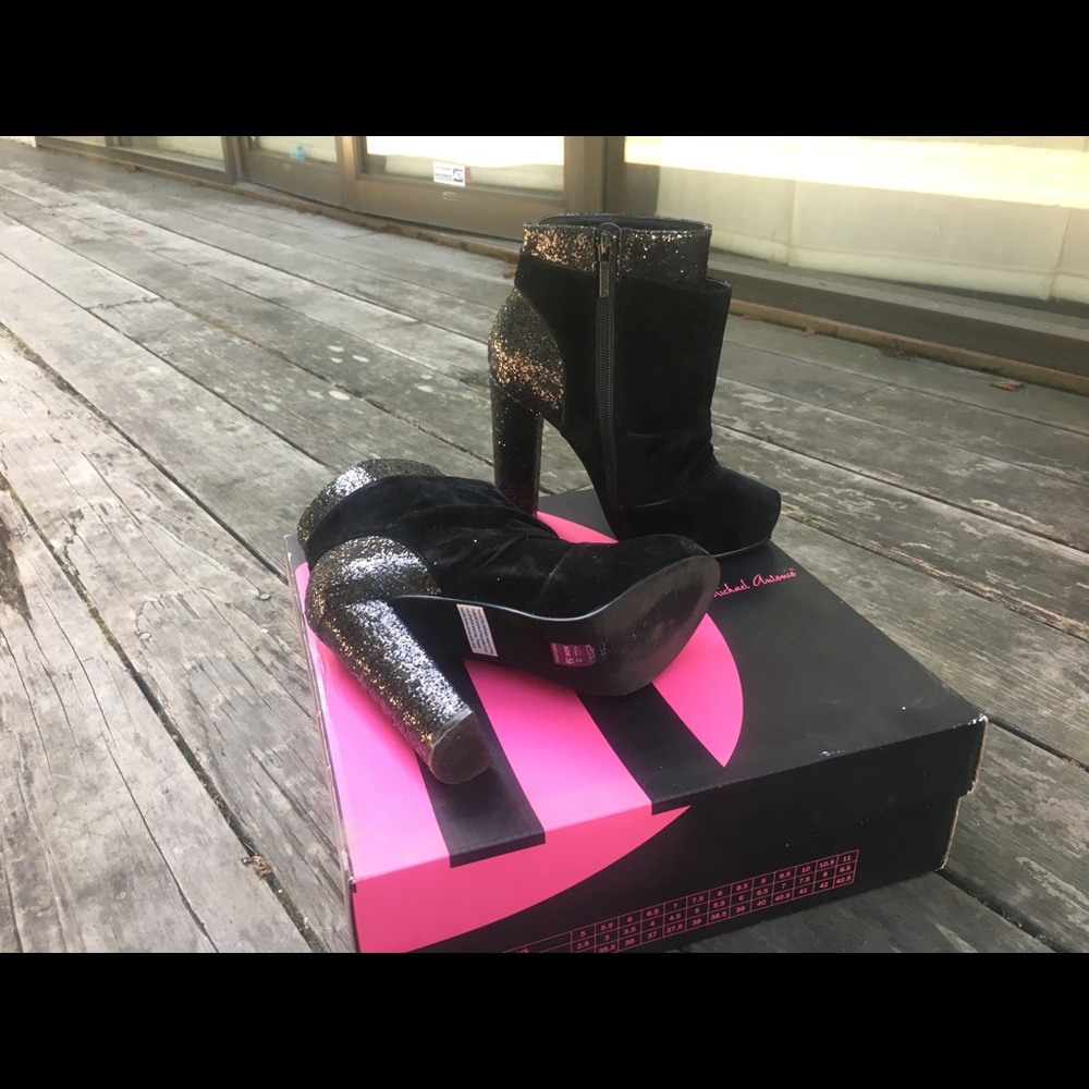 Sexy block heeled embellished ankle booties